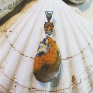 Bumble Bee Jasper & Smokey Topaz 925 Pendant